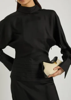 Tuxedo-style silk midi dress