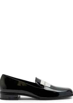 Tux logo patent leather loafers
