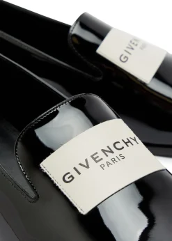 Tux logo patent leather loafers