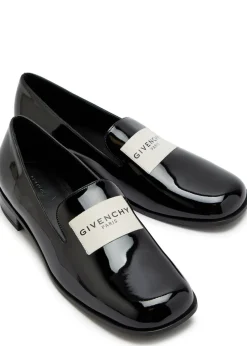 Tux logo patent leather loafers