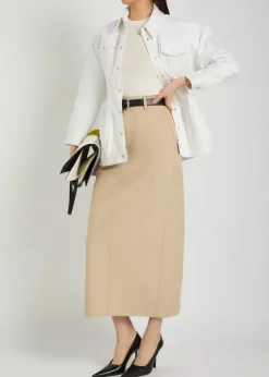 Twill midi skirt