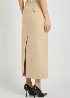Twill midi skirt
