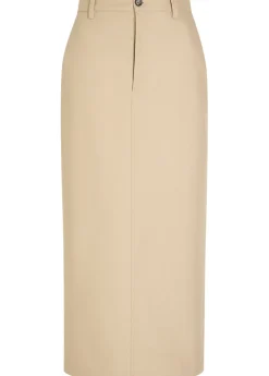 Twill midi skirt