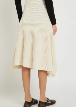 Twisted asymmetric wool and cashmere-blend midi skirt