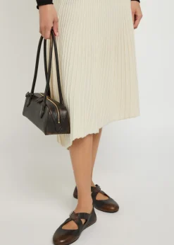Twisted asymmetric wool and cashmere-blend midi skirt