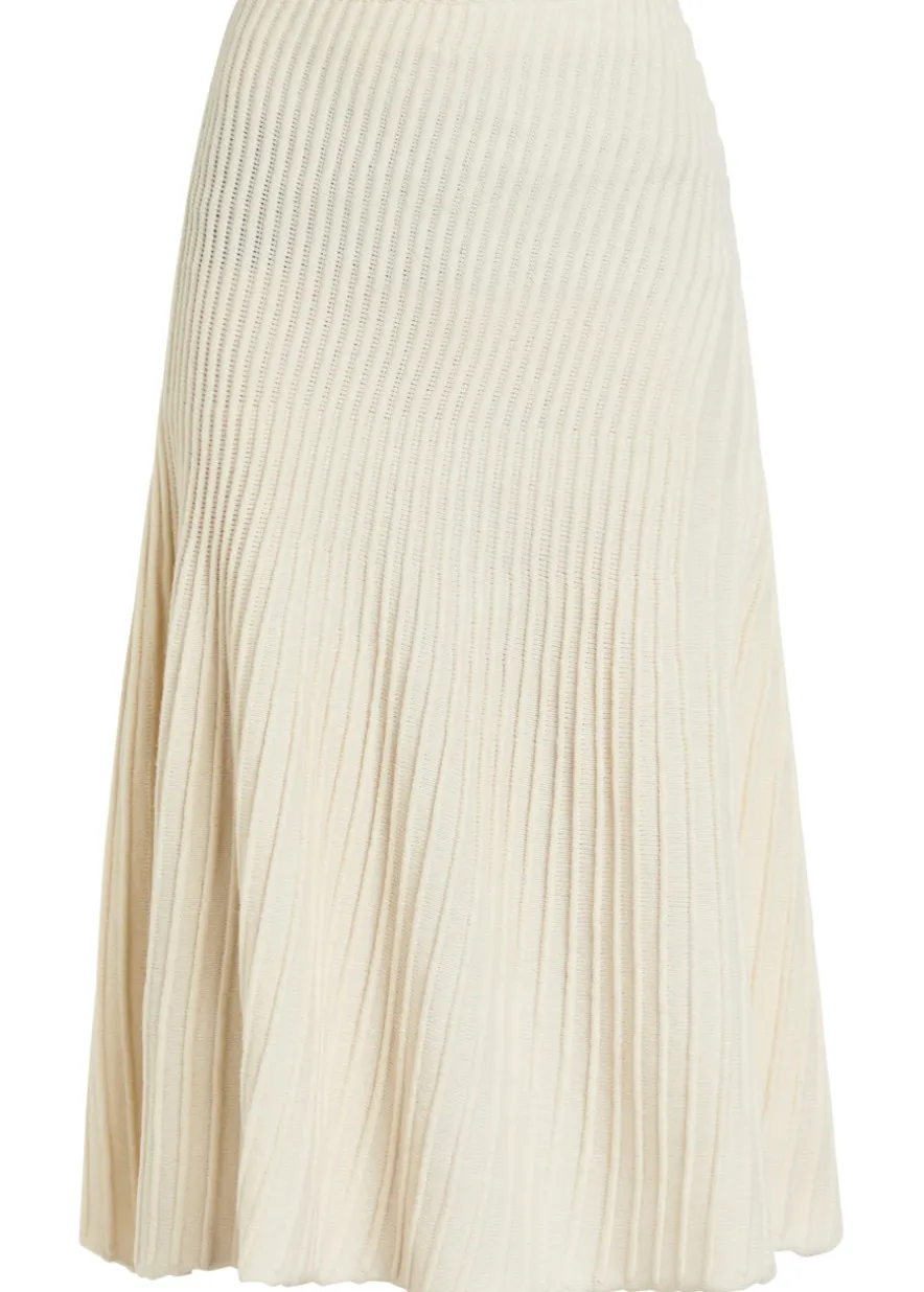 Twisted asymmetric wool and cashmere-blend midi skirt