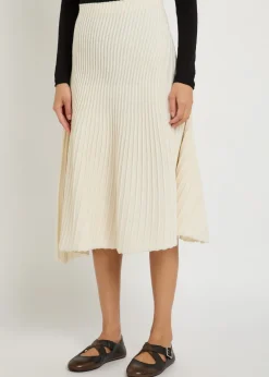Twisted asymmetric wool and cashmere-blend midi skirt