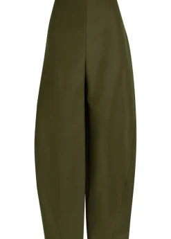 Twisted barrel-leg cotton trousers