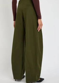 Twisted barrel-leg cotton trousers