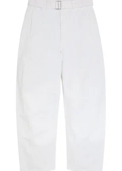 Twisted belted barrel-leg jeans