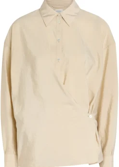 Twisted brushed silk-blend wrap shirt