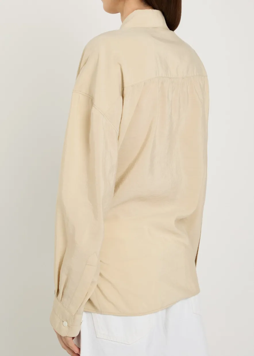 Twisted brushed silk-blend wrap shirt