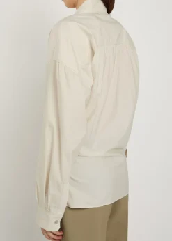Twisted cotton-blend poplin shirt