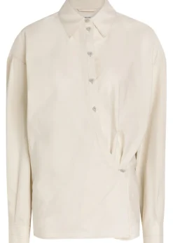 Twisted cotton-blend poplin shirt