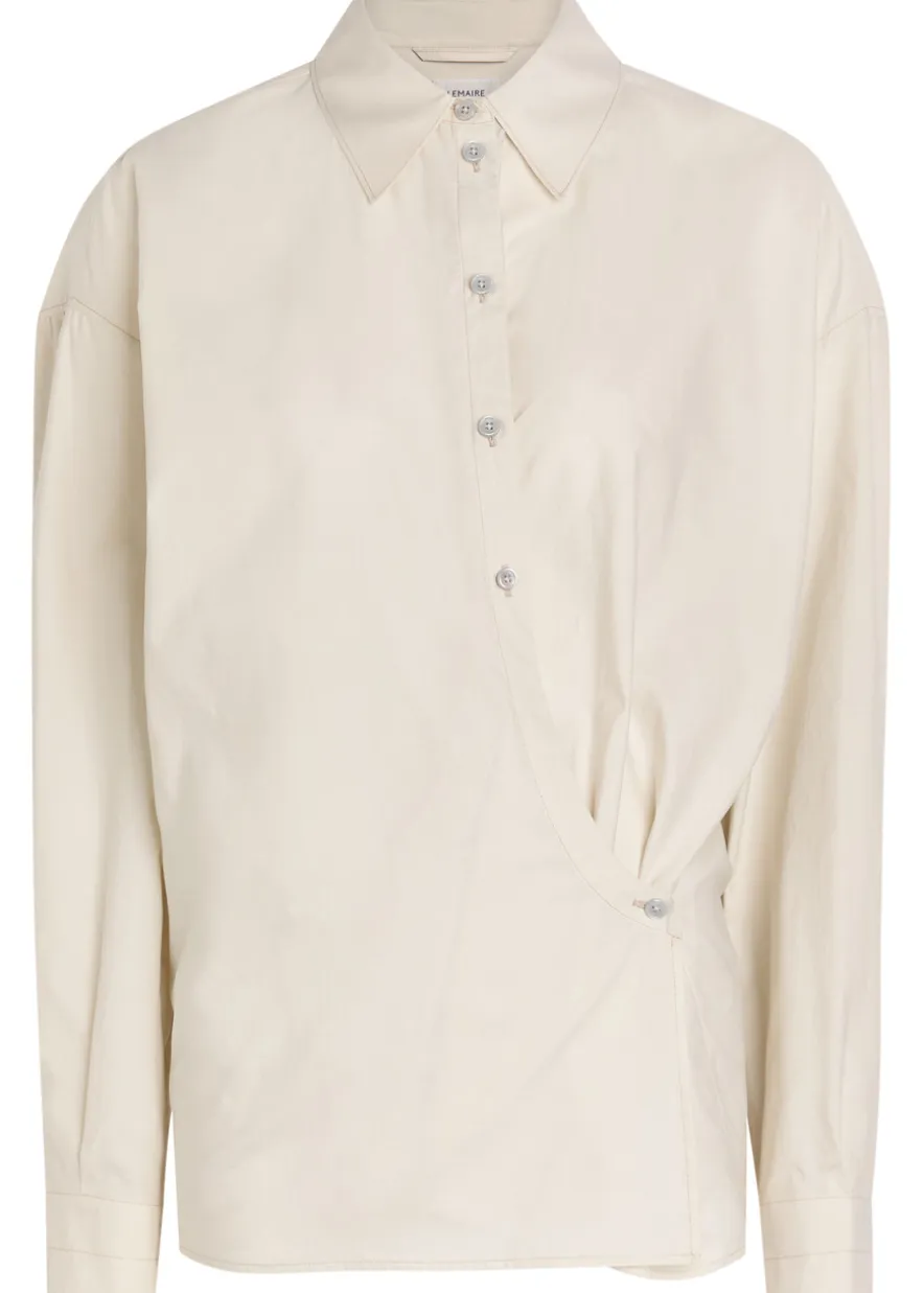 Twisted cotton-blend poplin shirt