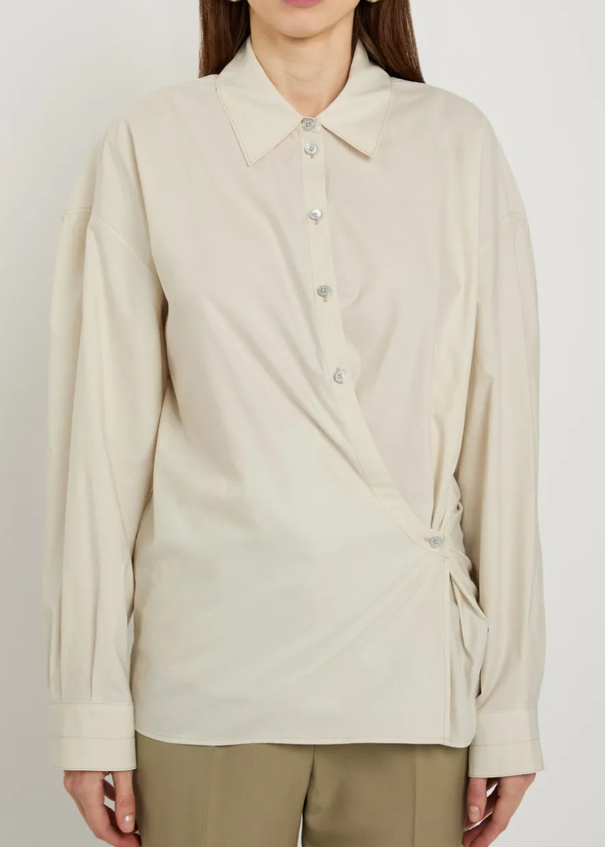 Twisted cotton-blend poplin shirt