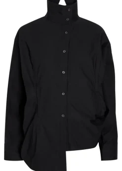 Twisted draped cotton-blend shirt