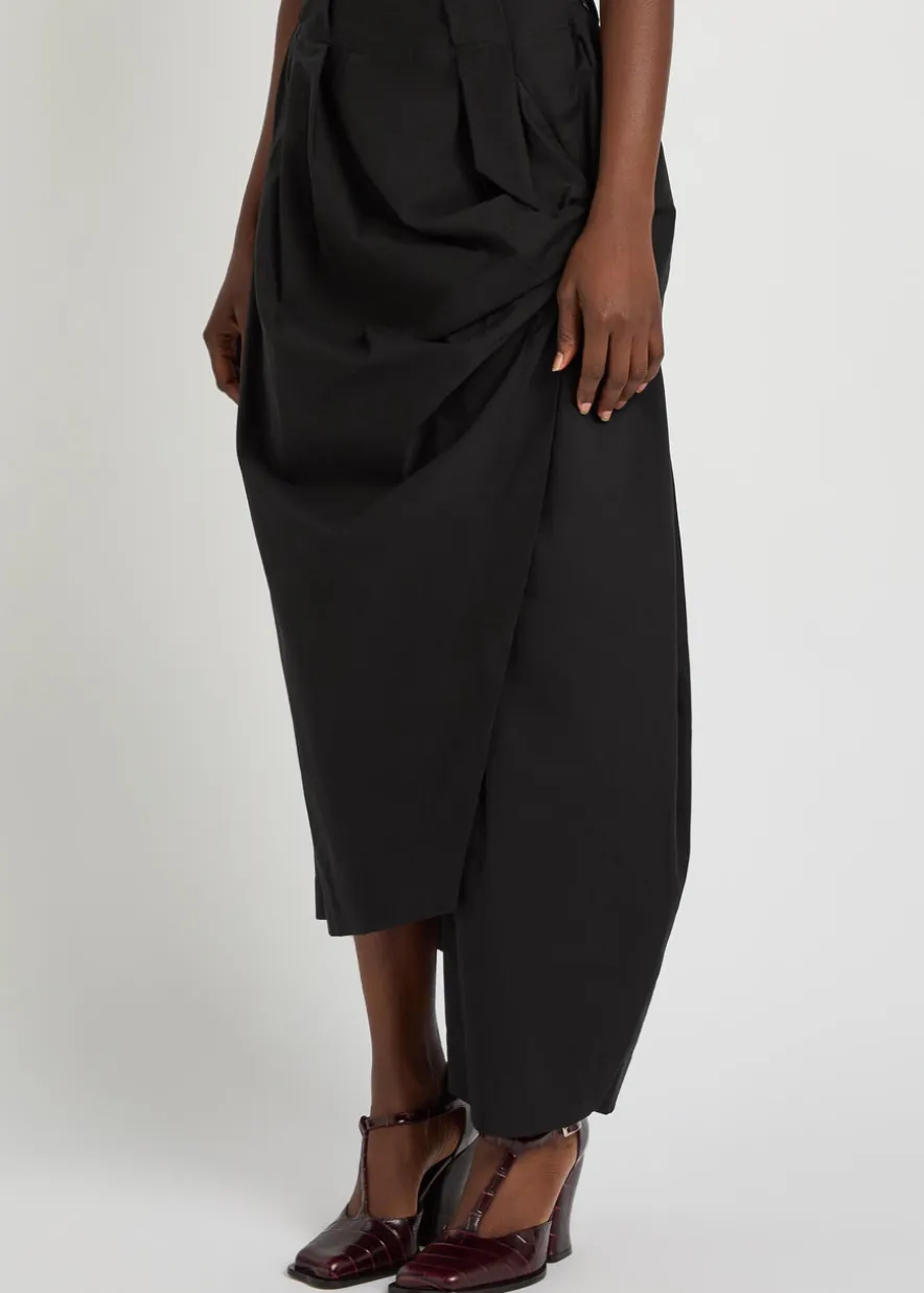 Twisted draped cotton-blend trousers