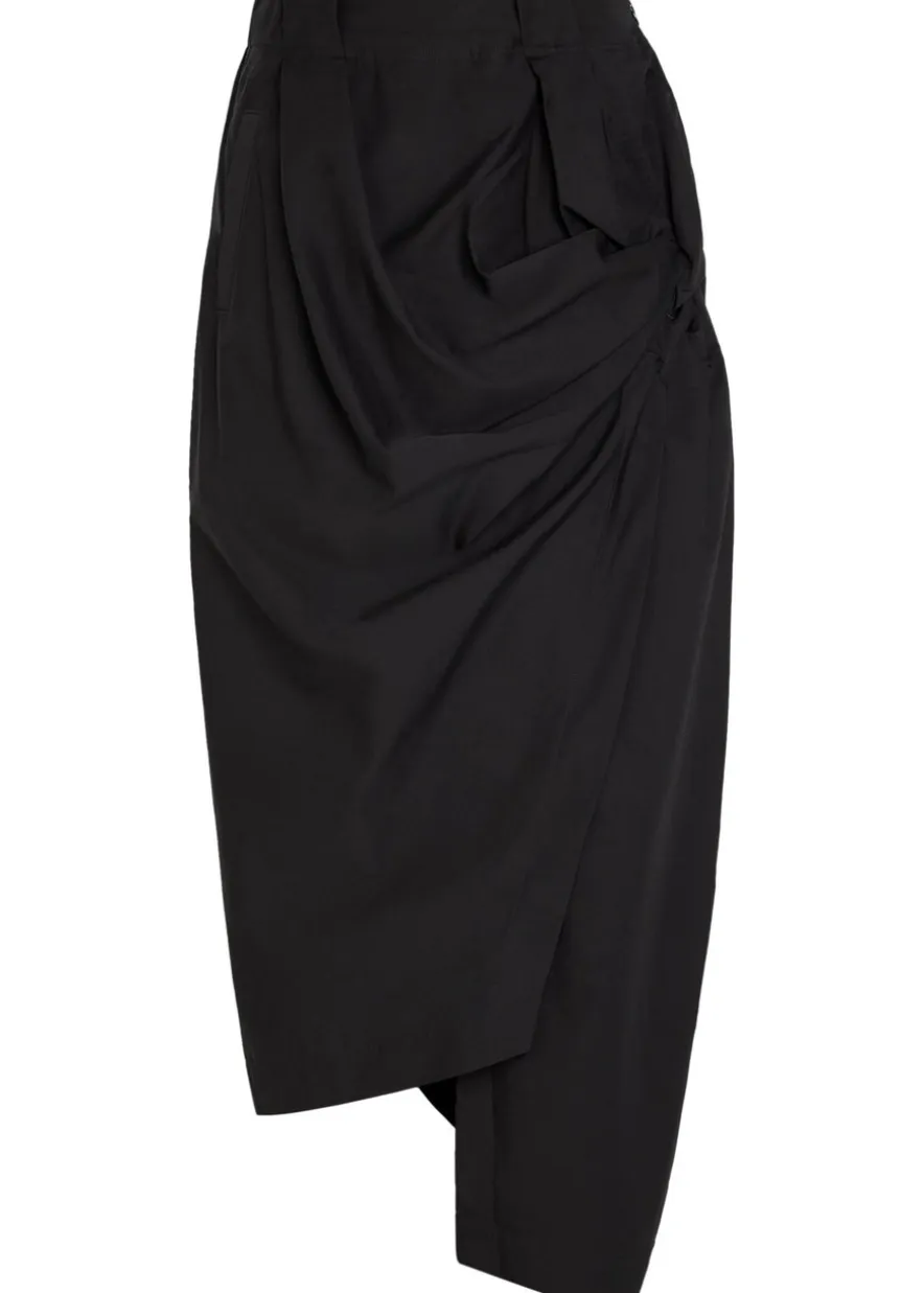 Twisted draped cotton-blend trousers