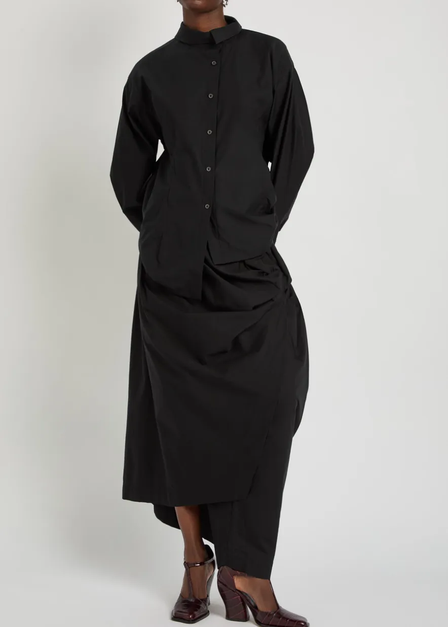Twisted draped cotton-blend trousers