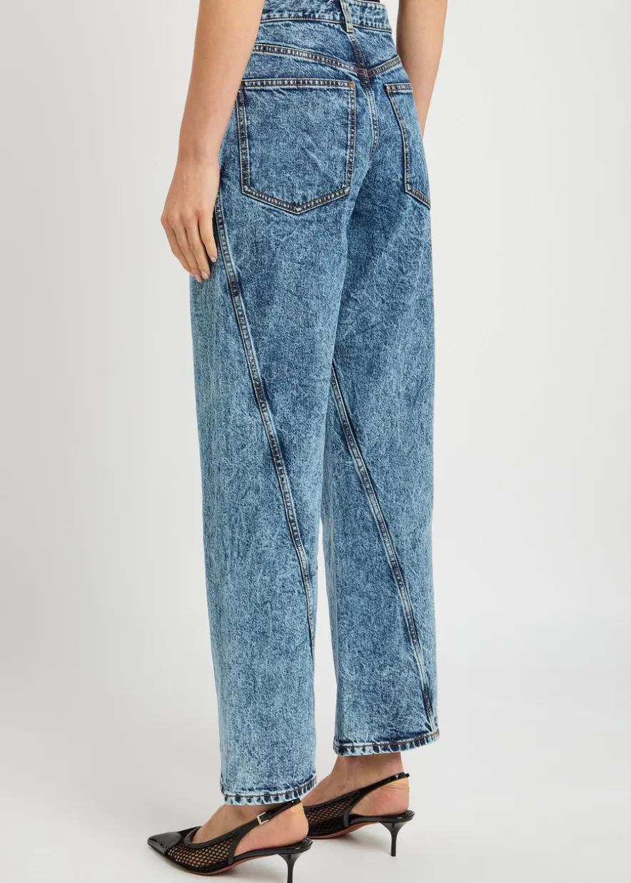 Twisted straight-leg jeans