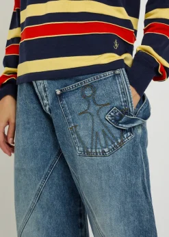 Twisted straight-leg jeans