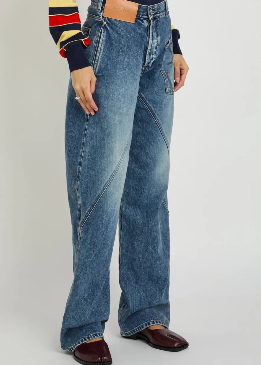 Twisted straight-leg jeans