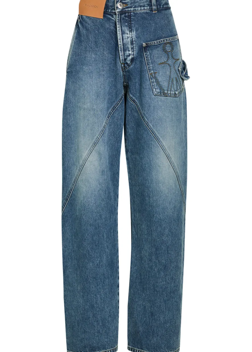 Twisted straight-leg jeans