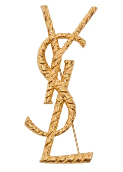 Twisted texture metal brooch