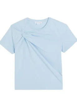 Twist-effect stretch-cotton T-shirt