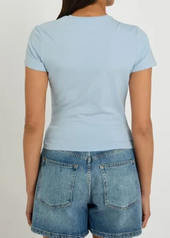 Twist-effect stretch-cotton T-shirt