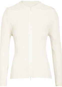 Twist pleated semi-sheer chiffon top