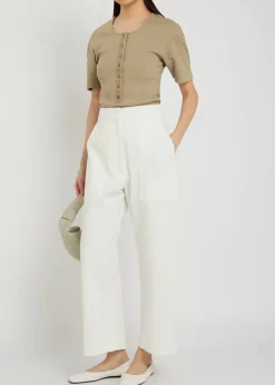 Twist straight-leg cotton trousers