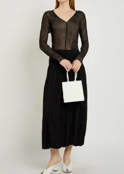 Twist V-neck semi-sheer chiffon top