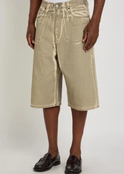 Two-tone denim shorts
