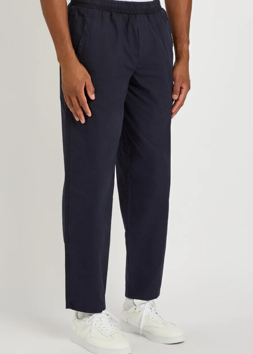 Tyne tapered-leg cotton-poplin trousers