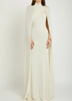 Umay cape-effect stretch-jersey gown