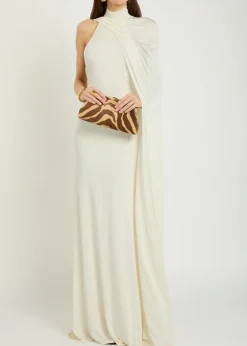 Umay cape-effect stretch-jersey gown