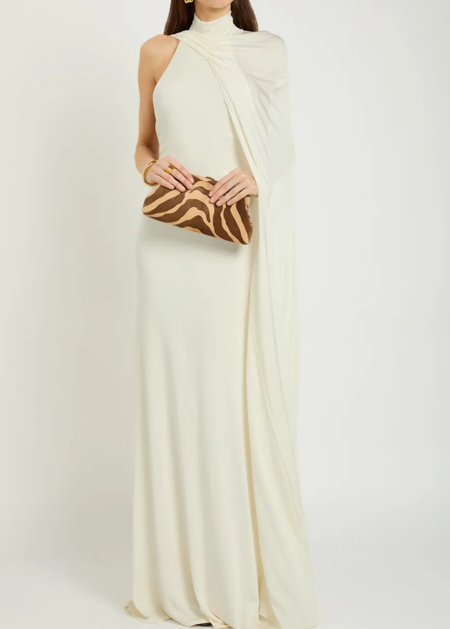 Umay cape-effect stretch-jersey gown