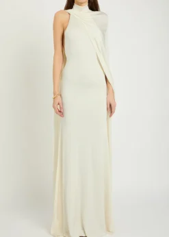 Umay cape-effect stretch-jersey gown