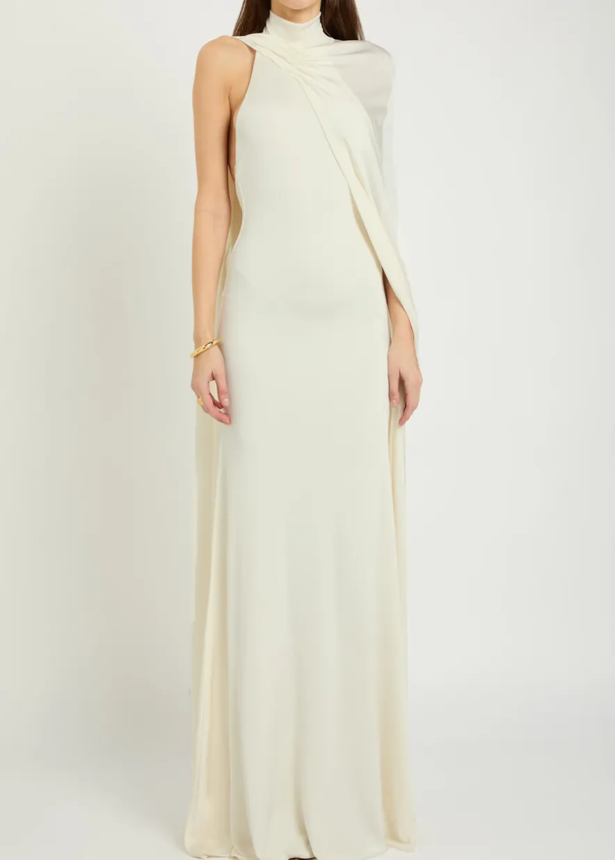 Umay cape-effect stretch-jersey gown