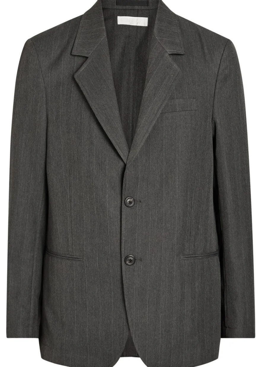 Unconstructed Ceremony pinstriped woven blazer