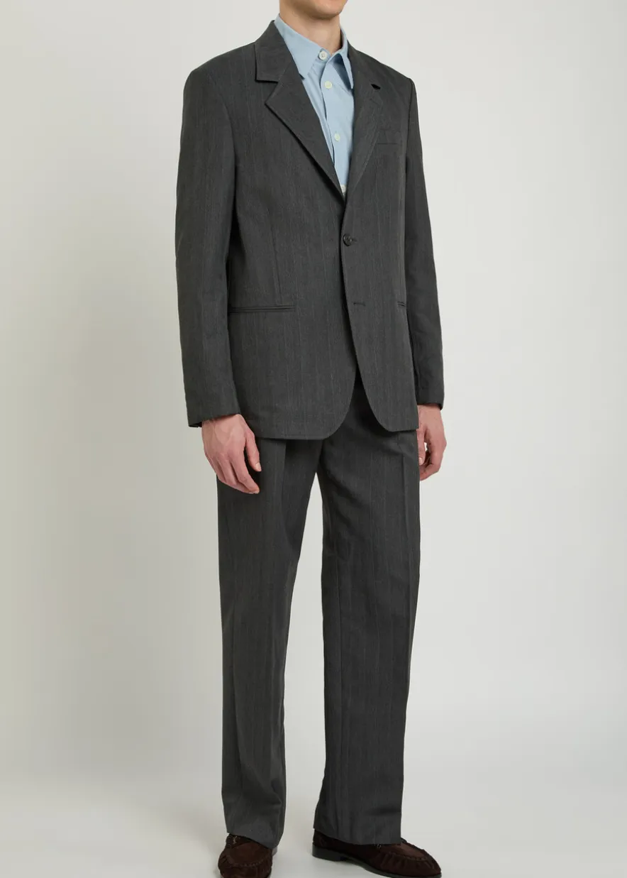 Unconstructed Ceremony pinstriped woven blazer