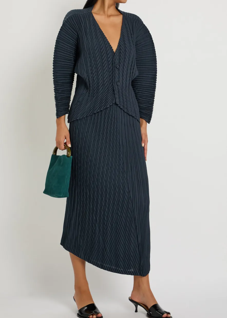 Unfurling Pleats woven midi skirt