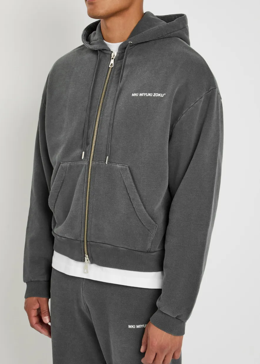 Uniform logo hooded cotton-blend sweatshirt