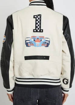 Unisex quilted appliquéd leather jacket