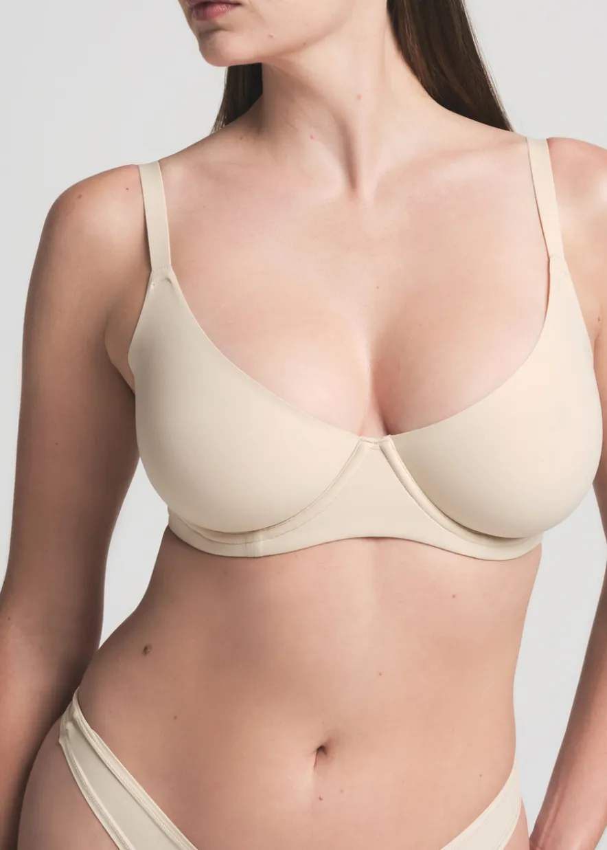 Unlined stretch-jersey demi bra