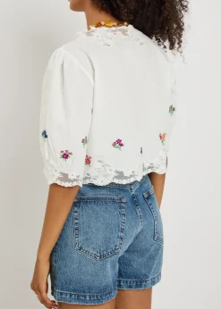 Ursula floral-embroidered cotton top