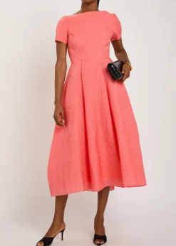 Vaela wide-neck cloqué midi dress