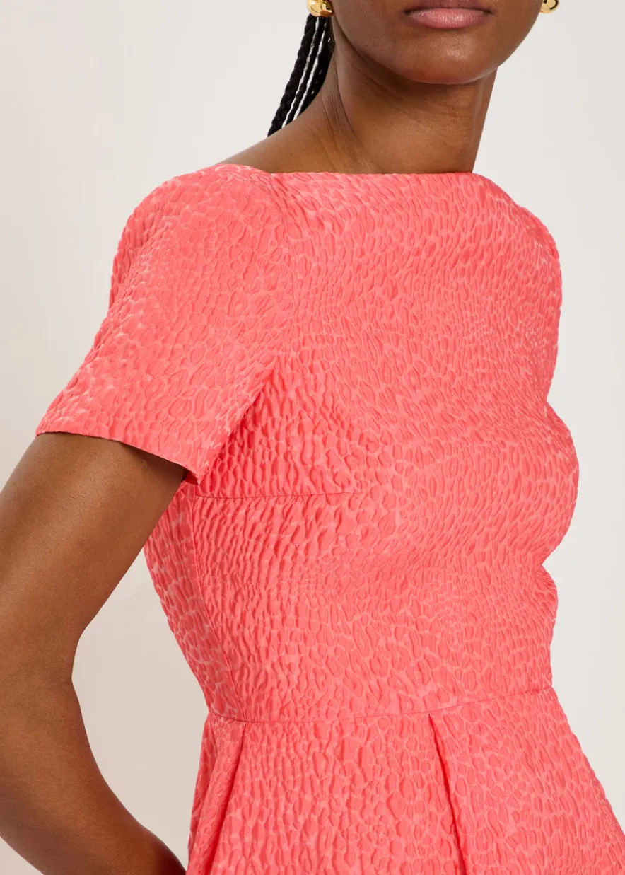 Vaela wide-neck cloqué midi dress